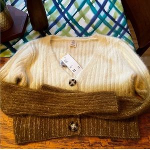 NEW Urban Outfitters Cropped Fuzzy Ombré Cardigan Sweater, XS